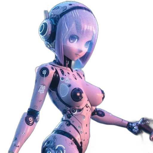 robot, dress, weapon, 3d render transparent PNG cut-out