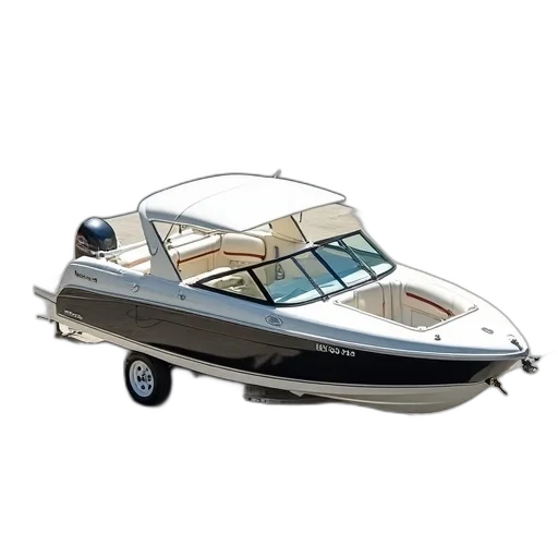 white, black, speedboat, canopy transparent PNG cut-out