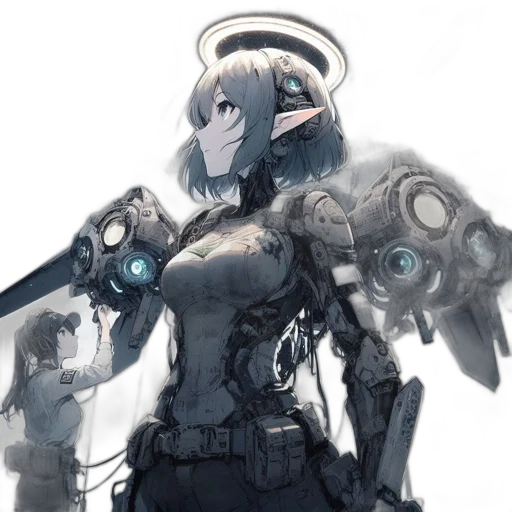 robot, weapon, staff, sword transparent PNG cut-out