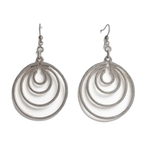 jewelry, pair, silver, earrings transparent PNG cut-out