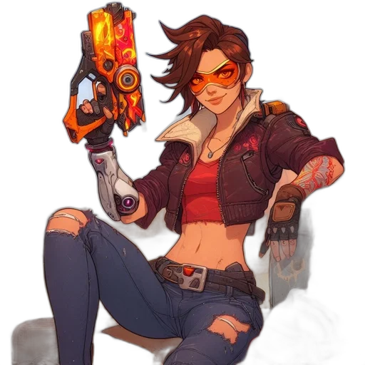 weapon, jacket, robot, staff transparent PNG cut-out