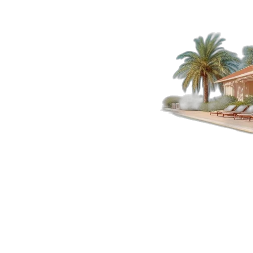 building, furniture, umbrella, 3d render transparent PNG cut-out