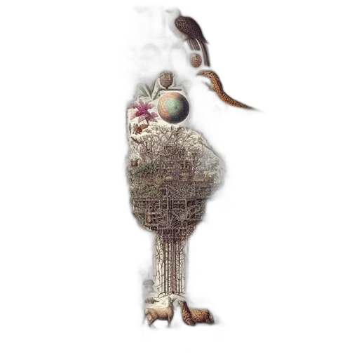 dress, animal, creature, staff transparent PNG cut-out
