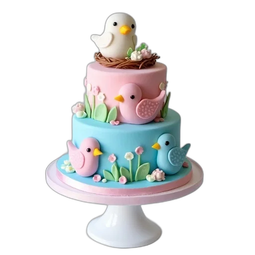 food, 3d render, pastel, two-tiered transparent PNG cut-out