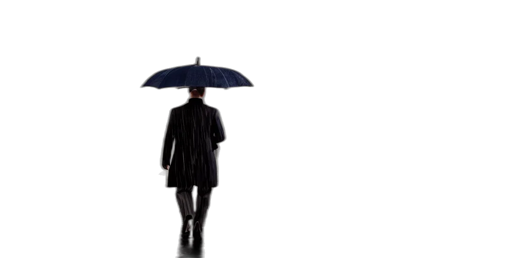 umbrella, staff, jacket, hat transparent PNG cut-out