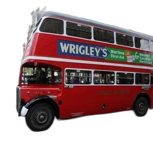 3d render, photorealistic, red, double-decker transparent PNG cut-out