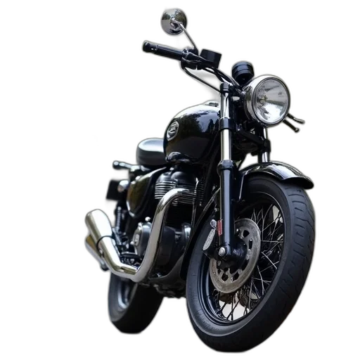 photorealistic, 3d render, black, motorcycle transparent PNG cut-out