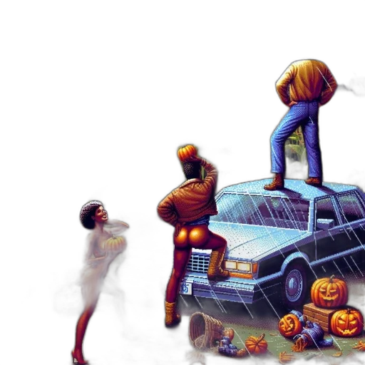 car, robot, concept art, pixel art transparent PNG cut-out