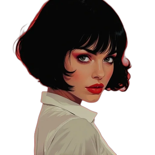 face, jacket, hair, weapon transparent PNG cut-out