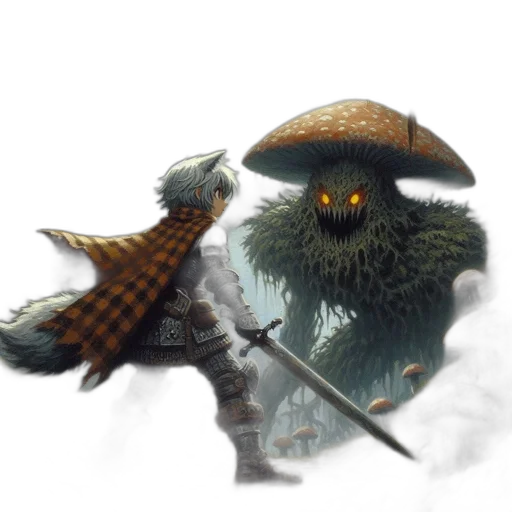 dragon, staff, sword, mask transparent PNG cut-out