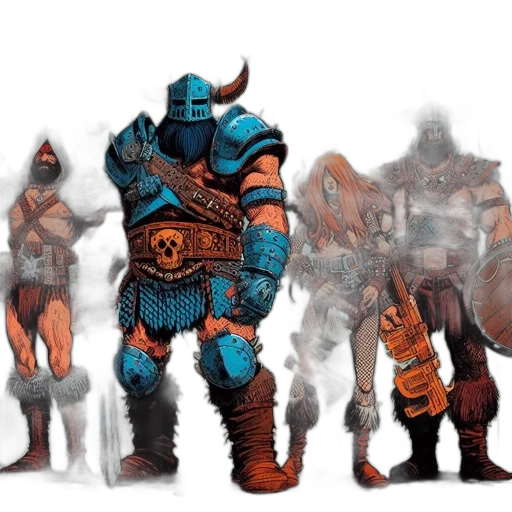 concept art, comic book art, fantasy art, blue transparent PNG cut-out