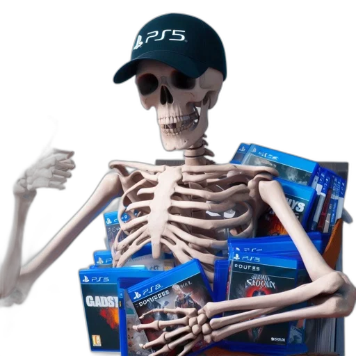 vaporwave, 3d render, cyberpunk, skeletal transparent PNG cut-out