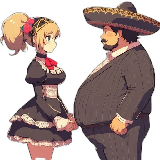 dress, hat, food, staff transparent PNG cut-out