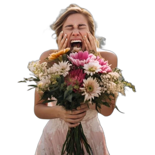 flower, face, dress, young transparent PNG cut-out