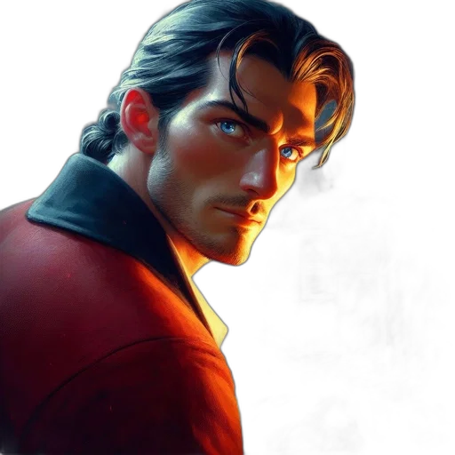 face, comic book art, concept art, photorealistic transparent PNG cut-out