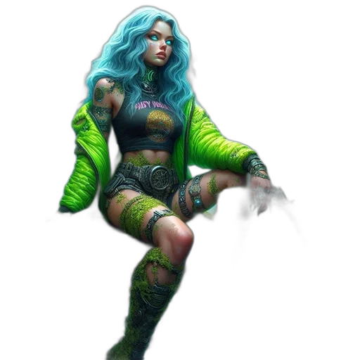 fantasy art, concept art, comic book art, cyberpunk transparent PNG cut-out