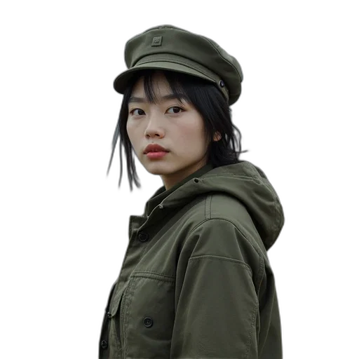 jacket, hat, staff, face transparent PNG cut-out