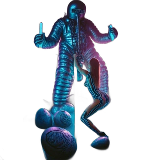 robot, staff, sword, creature transparent PNG cut-out