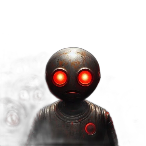 robot, mask, creature, staff transparent PNG cut-out