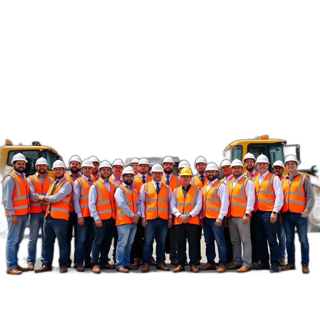 staff, group, construction, workers transparent PNG cut-out