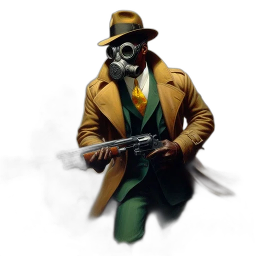 mask, jacket, weapon, robot transparent PNG cut-out
