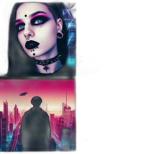 cyberpunk, concept art, comic book art, vaporwave transparent PNG cut-out