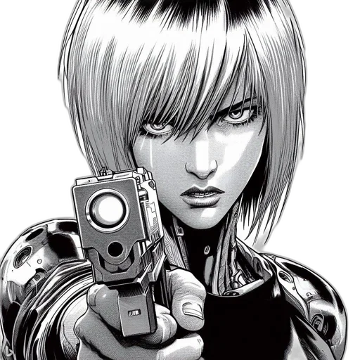 weapon, robot, comic book art, cyberpunk transparent PNG cut-out