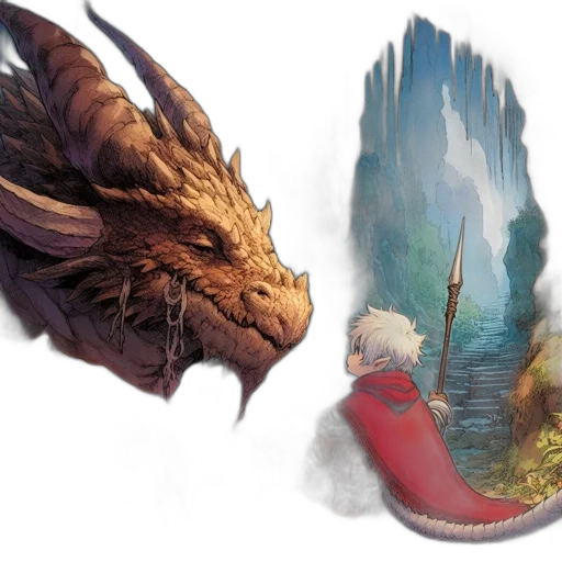 dragon, sword, creature, fantasy art transparent PNG cut-out