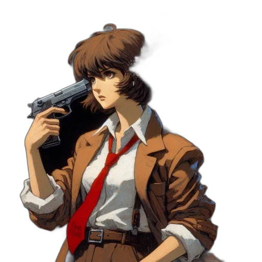 jacket, weapon, staff, face transparent PNG cut-out