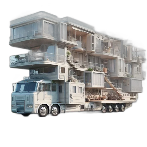 3d render, concept art, photorealistic, multi-story transparent PNG cut-out
