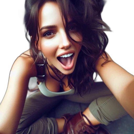 face, hair, jewelry, photorealistic transparent PNG cut-out