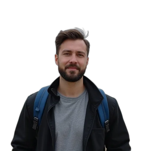 jacket, staff, face, hair transparent PNG cut-out