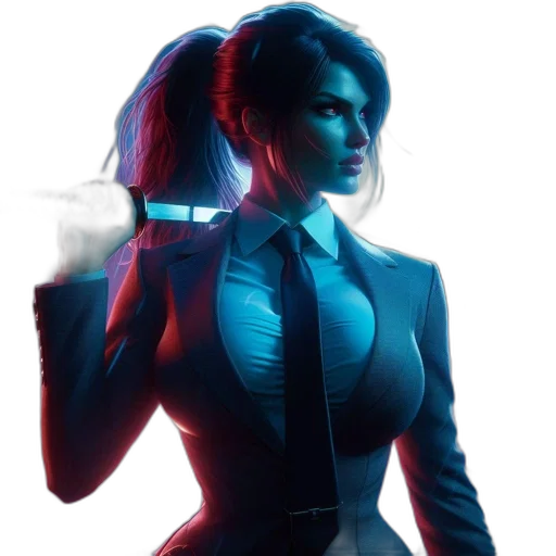 jacket, staff, concept art, cyberpunk transparent PNG cut-out