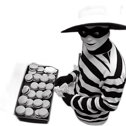 individual, wearing, hamburglar-like, disguise transparent PNG cut-out