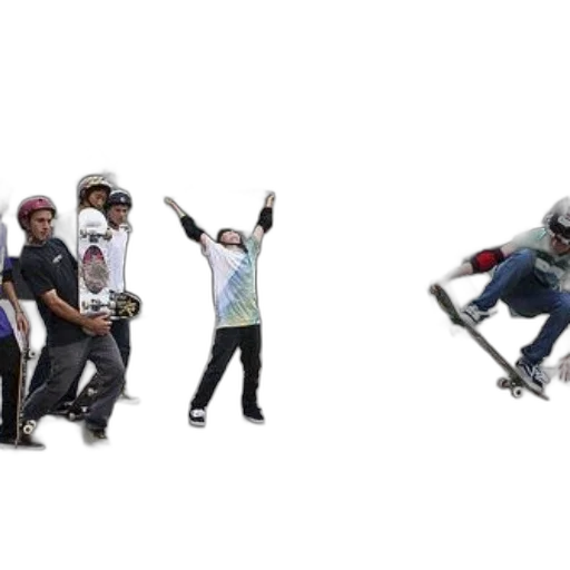 concept art, group, skateboarders, skate transparent PNG cut-out