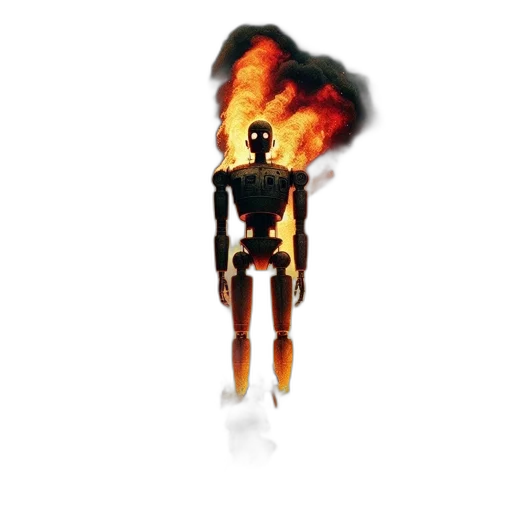 robot, jacket, mask, staff transparent PNG cut-out