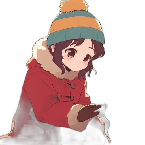 hat, jacket, staff, face transparent PNG cut-out