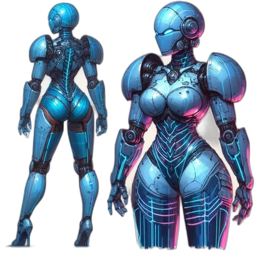robot, concept art, cyberpunk, comic book art transparent PNG cut-out