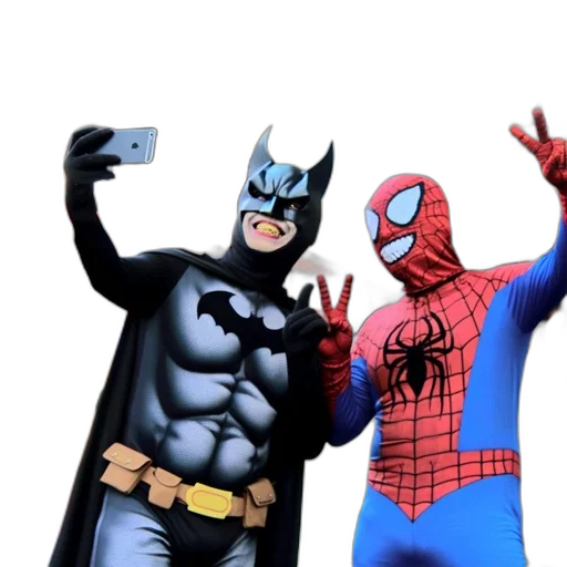 comic book art, concept art, batman, spider-man transparent PNG cut-out
