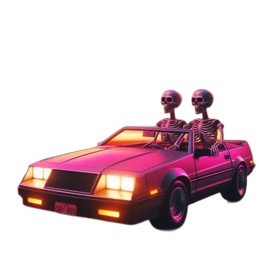 car, robot, jacket, vaporwave transparent PNG cut-out