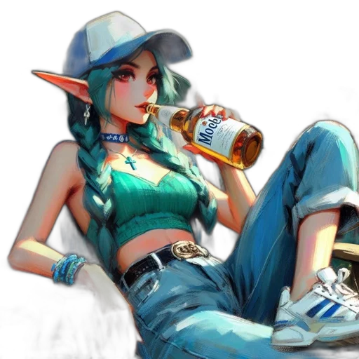 bottle, dragon, hat, fantasy art transparent PNG cut-out