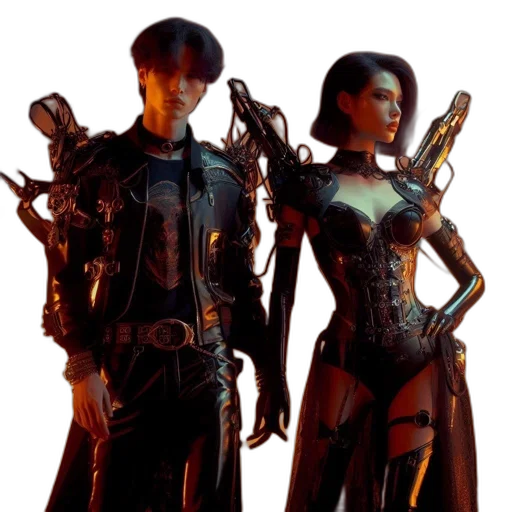 concept art, cyberpunk, 3d render, comic book art transparent PNG cut-out