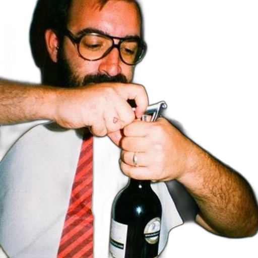 staff, bottle, man, glasses transparent PNG cut-out