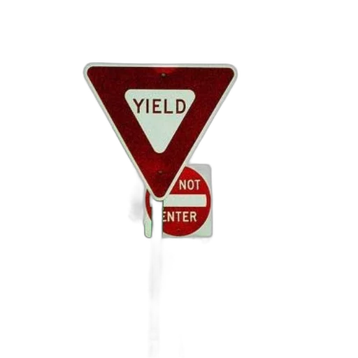 yield, sign, stands, prominently transparent PNG cut-out