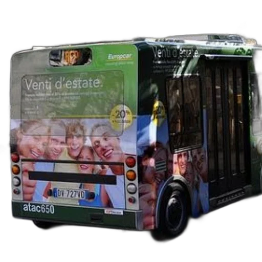 photorealistic, 3d render, green, bus transparent PNG cut-out