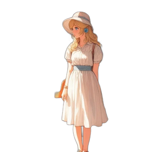 dress, hat, staff, concept art transparent PNG cut-out