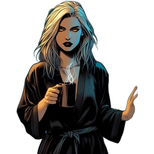 jacket, jewelry, staff, comic book art transparent PNG cut-out