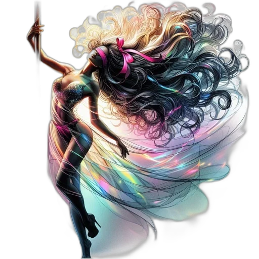 hair, dress, staff, fantasy art transparent PNG cut-out