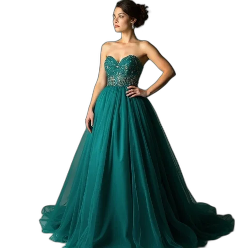 dress, green, woman, wearing transparent PNG cut-out