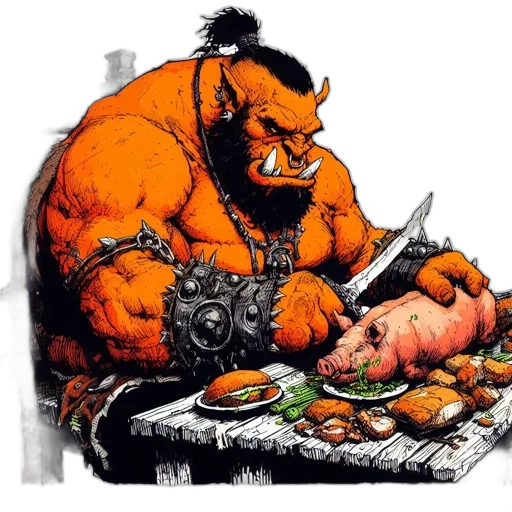 food, concept art, comic book art, orc transparent PNG cut-out